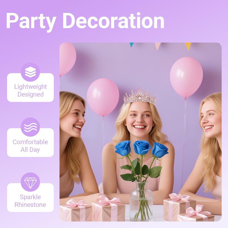 Queenship Tiara Crown for Women, Queen Tiara for Birthday Prom Bridal Party Custome Pink - Image 4
